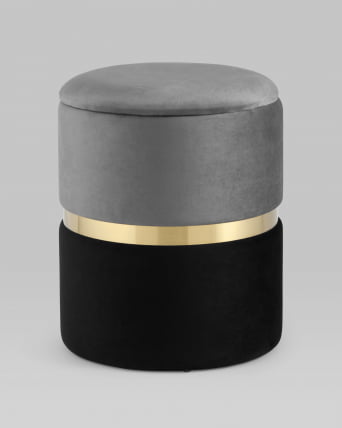 Пуф Кэрри с ящиком велюр Серо-черный_1