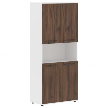 Шкаф с двумя комплектами глухих малых дверей EDIS EHCS 85.4 Дуб Денвер темный Мокко Белый_0