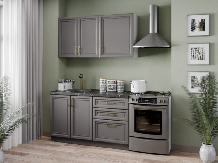 Тумба кухонная 800 с 3 ящиками ЛЮКС (4) Джелатто ЛД 241.930.000.124 Белый Оникс серый_2