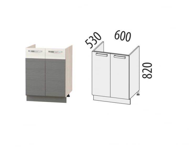 Напольный шкаф под мойку Графит 74.50 Сосна Астрид/Ваниль/Графит_1