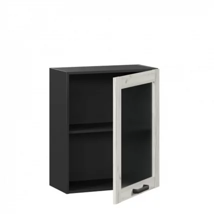 Шкаф кухонный 600 со стеклом Винченца ЛД 234.350.000.080 Черный Дуб Крафт белый_1