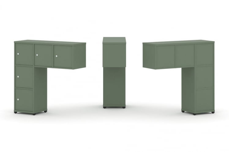 Надставка на стол низкая односторонняя + задняя стенка (5 шт.) + распашной фасад (5 шт.) CONCEPT CN.ONN-007 Кобо Черный металл_0