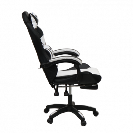 Кресло 908 KINGQUEEN цвет черный/белый с массажем и подсветкой 908-black-white-mass_5