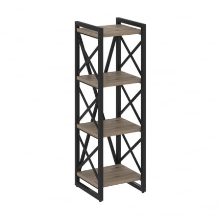 Стеллаж на регулируемых опорах - 4 полки LOFT VR.L-MST.O-4.4 Металл черный Тиквуд темный_0