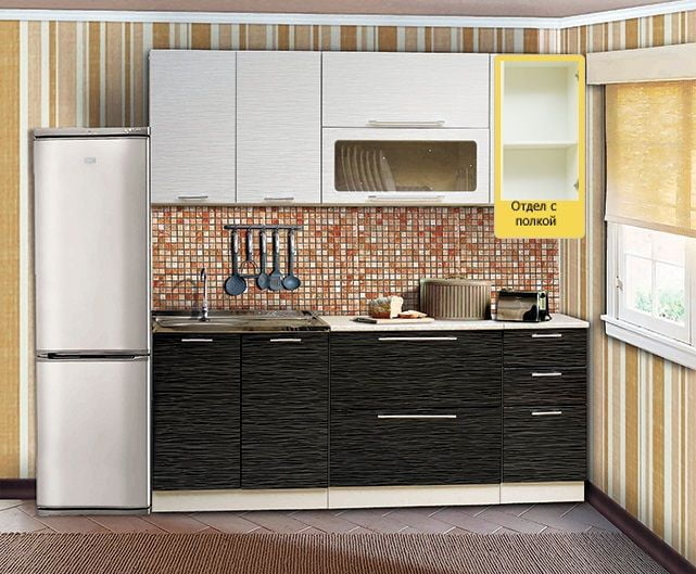 Кухонный гарнитур Диана 7 1.6 м Страйп белый/Страйп черный_4