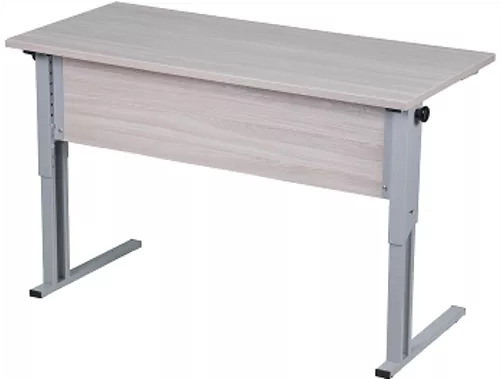Парта двухместная (рост 3-7) с прямыми углами Ясень Шимо светлый/Металл Серый_0