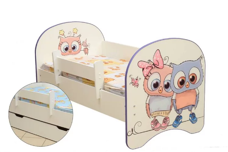 Кровать детская с фотопечатью с 1 ящиком 800*1600 Совята_0