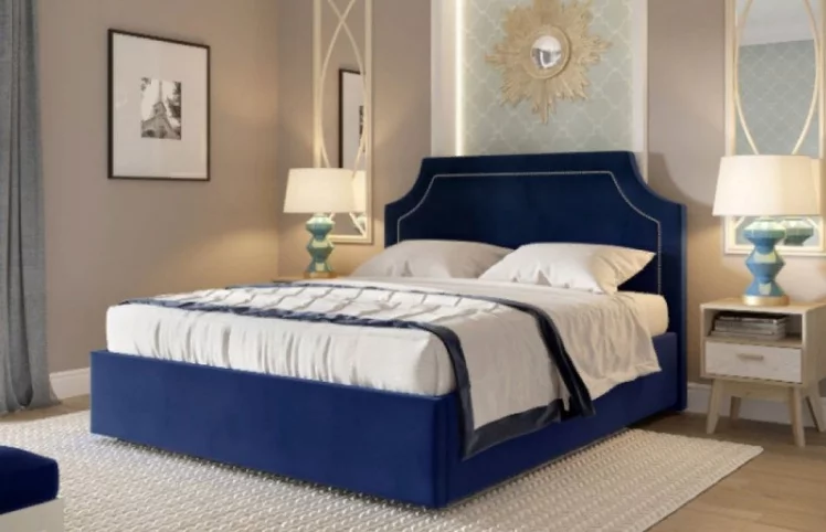 Кровать с подъемным механизмом Катрин 1400 ПМ Мора синий_1