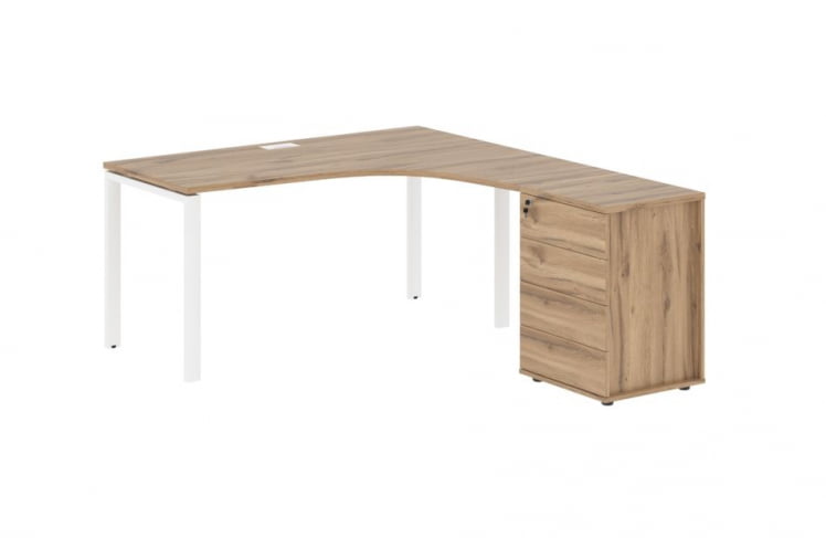 Стол эргономичный с тумбой правый EDIS EUCET 1518 R Дуб Денвер светлый Белый_0