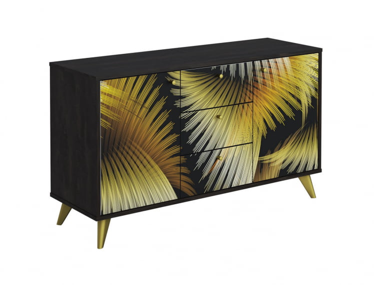 Комод Фьюжн КМ-003 АРТ Угольный камень/GOLDEN FOREST_0