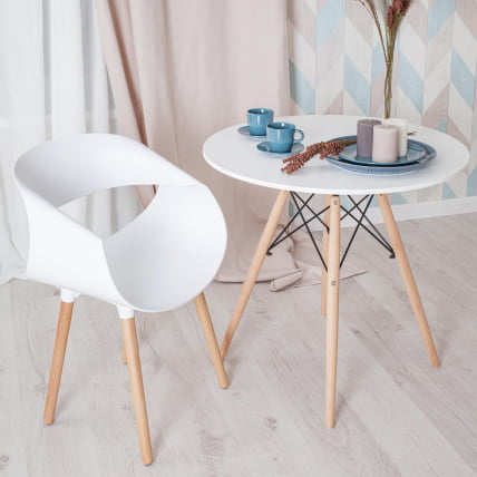 Стол CINDY NEXT (mod. 70-80 MDF) металл/мдф/бук, D70х75см, белый/натуральный_7