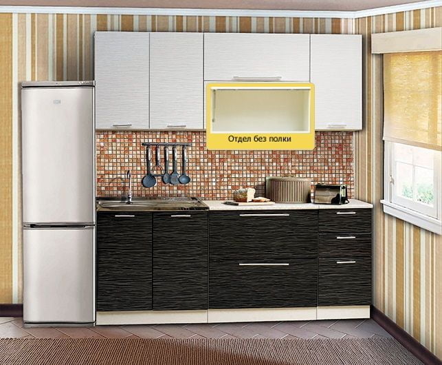 Кухонный гарнитур Диана 7 Страйп белый/Страйп черный_3