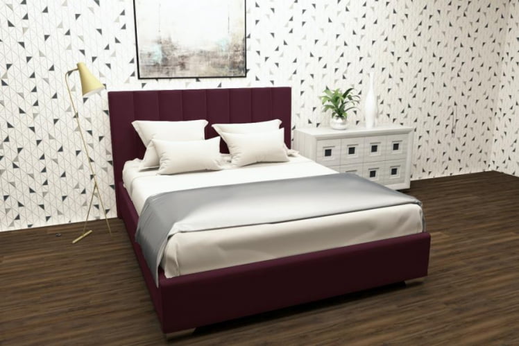 Мягкая интерьерная кровать Терра с подъемным механизмом Цвет фасада: Красный; Материал фасада: Металл/Велюр; Спальное место: 1600х2000 мм_0