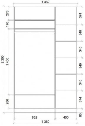 Шкаф-купе Хит-23-14-55 Ясень шимо светлый_2