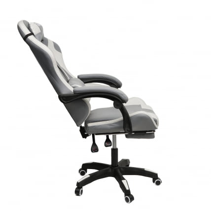 Кресло 1208, замша, цвет серо-белый с массажем, арт 1208-Grey-White_2