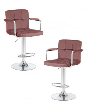 Стул барный DOBRIN KRUGER ARM (пудрово-розовый велюр (MJ9-32)) 2 шт_0