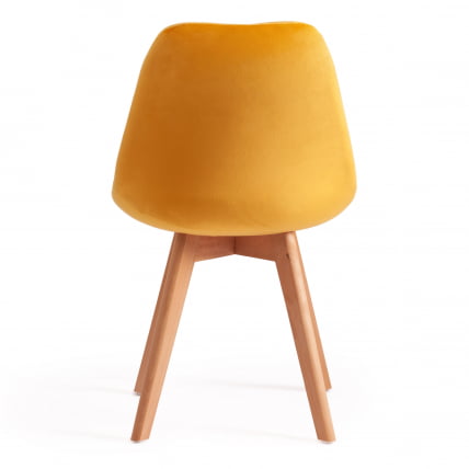 Стул TULIP SOFT (mod. 74) вельвет/дерево , 54 х 47 х 83 см , желтый (HLR 41)/натуральный_3