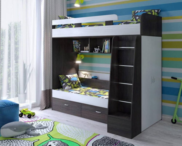 Кровать двухъярусная Юниор-6 Бодего-белое дерево_0