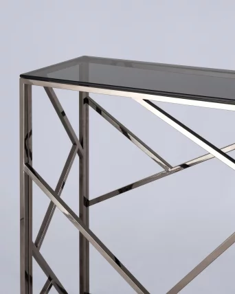 Консоль АРТ ДЕКО 115x30 Темный хром стекло smoke_3