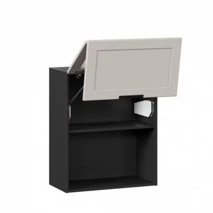 Шкаф кухонный 600 горизонтальный с 2 складными дверями комбинированный со стеклом Джамис ЛД 296.970.000.167 Черный Кашмир_1