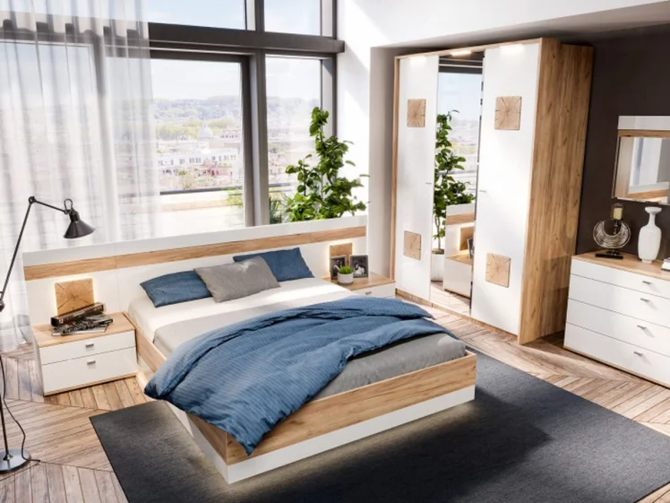 Спальный гарнитур Фиджи №5 Дуб Золотой Белый_1