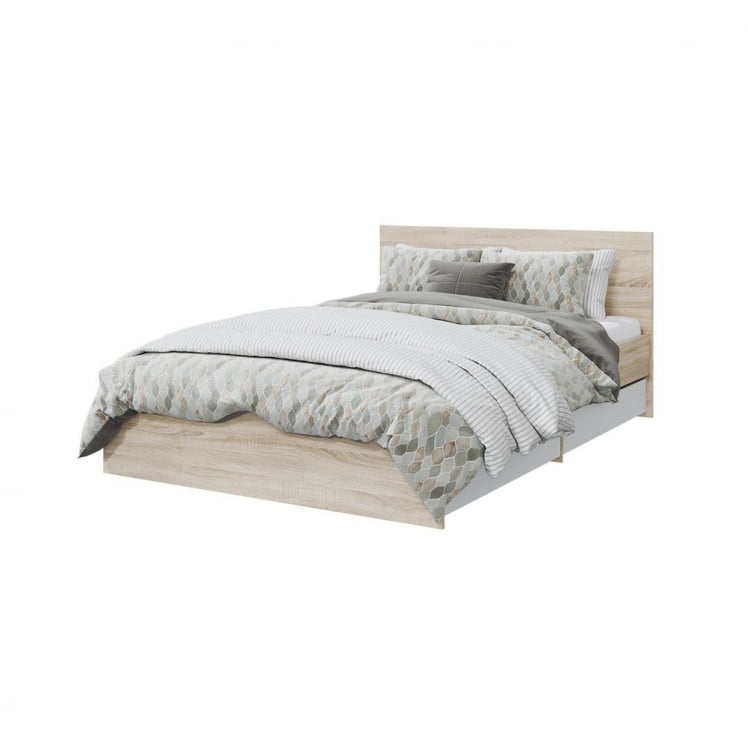 Кровать Лори 1600*2000 мм, с ортопедическим основанием и ящиками, дуб сонома светлый/белый_0