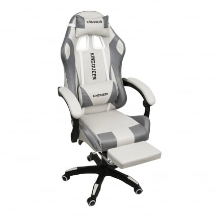 Кресло 1208, замша, цвет бело-серый с массажем, арт 1208-White-Grey_2