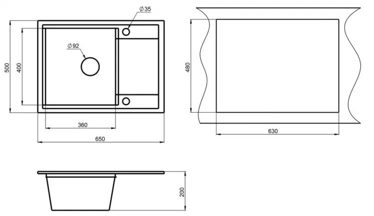 Кухонная мойка HIBRID HI-65 Песок-брют_2