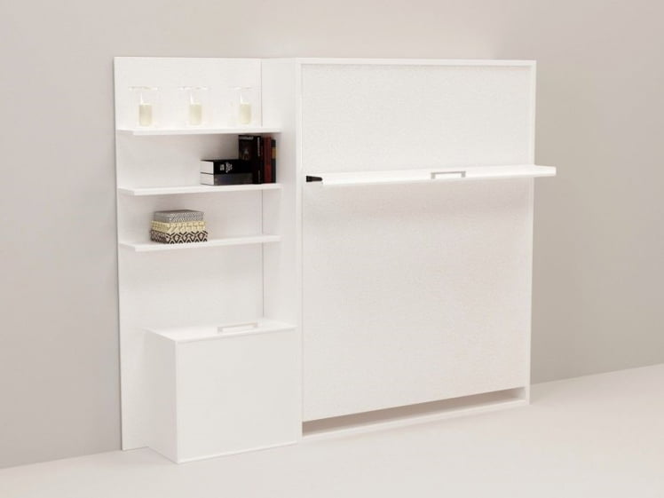 Откидная кровать с полкой Смарт 1 К 1600+П левая Дуб молочный_0