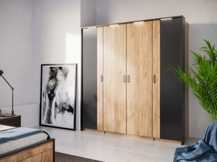 Комплект мебели для спальни Техно №01 Дуб Золотой Черный_3