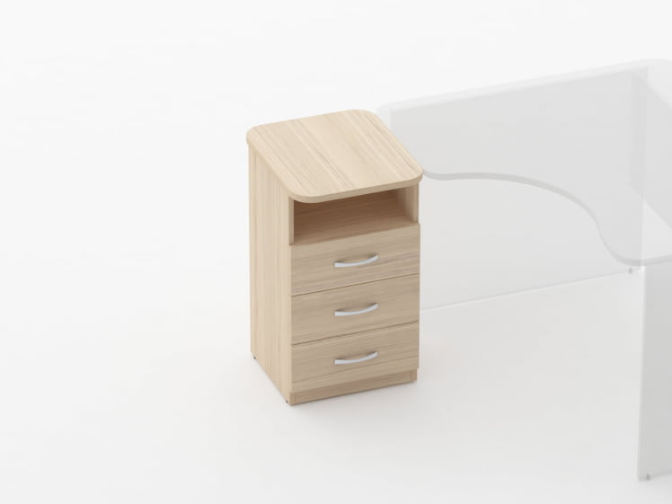 Тумба приставная на 3 ящика с нишей Glassy 3.10.13 Дуб молочный_1