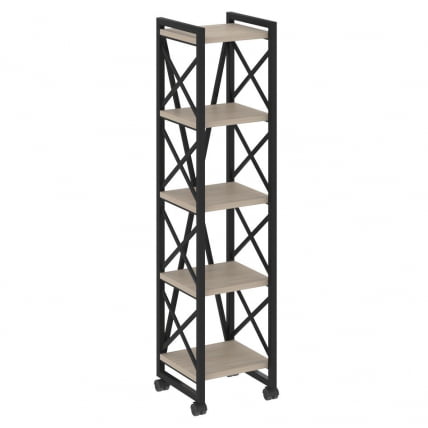Стеллаж на колесных опорах - 5 полок LOFT VR.L-MST.K-5.4 Металл черный Дуб Аттик_0
