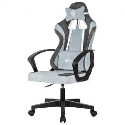 Кресло компьютерное BRABIX Forcer GM-127, 2 подушки, ткань, серое/светло-голубое_2