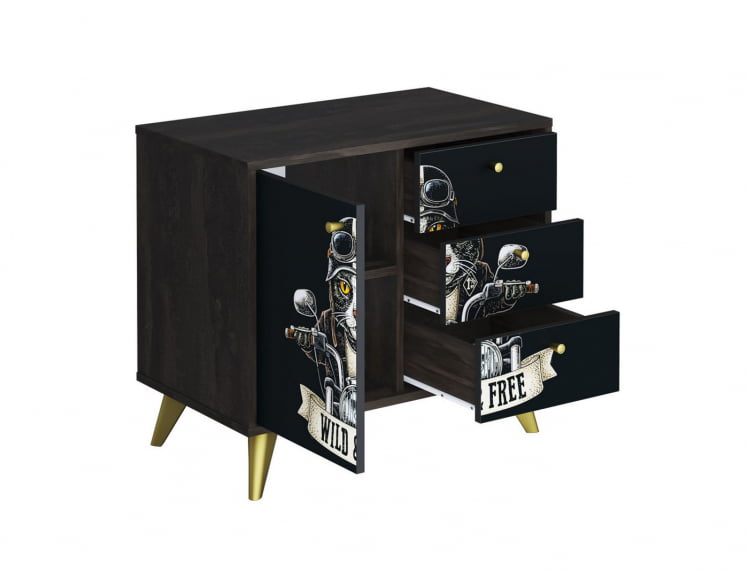 Комод Фьюжн КМ-002 АРТ Угольный камень/BIKER CAT_1
