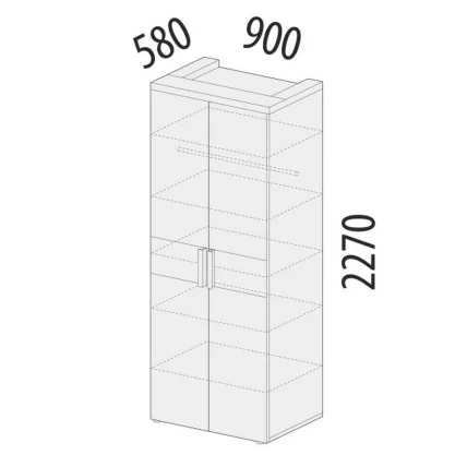 Шкаф для одежды со штангой Кашемир 900.43 Дуб Кронберг/Кашемир_1