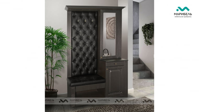 Прихожая  «Визит 2» К-1/1300 (Лев/прав) Дуб фактурный горький шоколад/Кожа Кинг 39/Венге / King_0