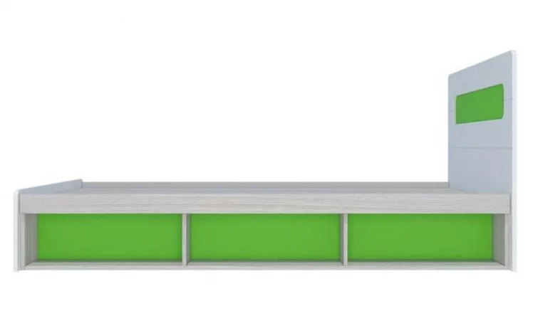 Кровать 0,9 с подъемным механизмом Палермо Юниор 01 Белый глянец Ясень шимо светлый Зеленый_1