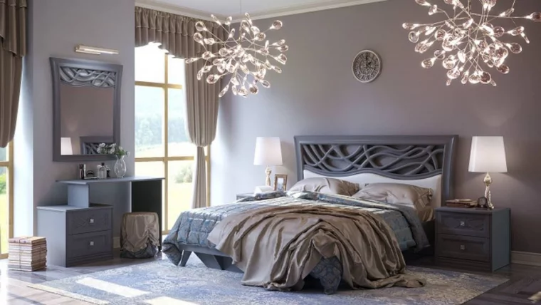 Кровать двуспальная 1600 Джулия ЛД 695.060.000.003 Оникс серый_2