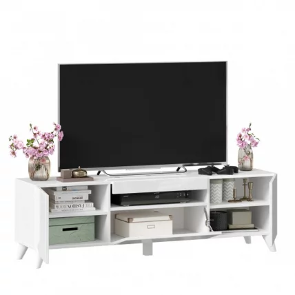 Тумба под ТВ Бруклин 1500 с опорами Белый глянец_3