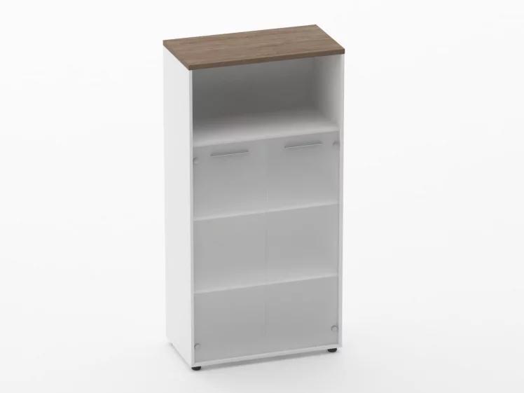 Шкаф 3 широкий 2 стеклянные двери, с нишей Deka 10.16.161 Дуб Верцаска/Белый_0