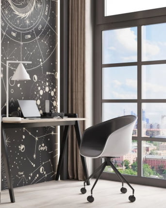 Кресло офисное LIBRA пластик белый экокожа черная на колесиках_10