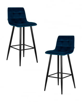 Стул барный DOBRIN NICOLE (черные матовые ножки, темно-синий велюр (108-95)) 2 шт_0
