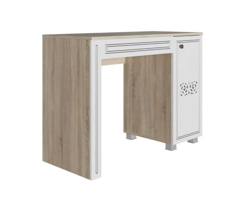 Стол туалетный Мадлен 03 Дуб сонома светлый Ясень белый Золото_0