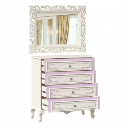 Комод с 4 ящиками и зеркалом Маркиза 01 Алебастр_1