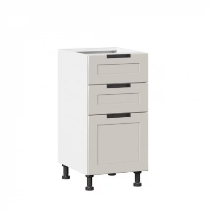 Тумба кухонная 400 с 3 ящиками ЛЮКС (4) Джамис ЛД 296.880.000.120 Белый Кашмир_0