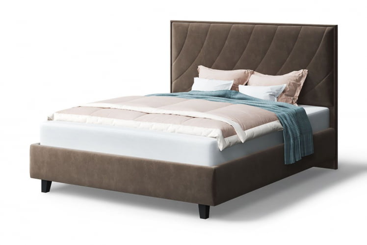 Кровать СОФИЯ 2000*1600мм (на опорах), велюр Бренди лайт 29 (коричневый), (б/основания, б/матраса)_0