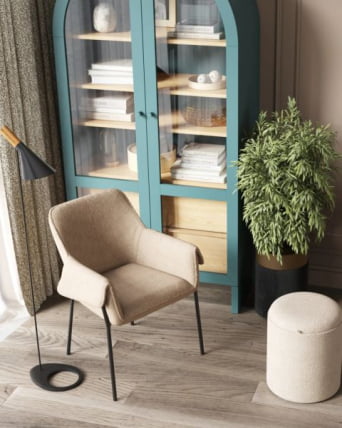 Пуф-столик с ящиком Хюгге S букле бежевый_2