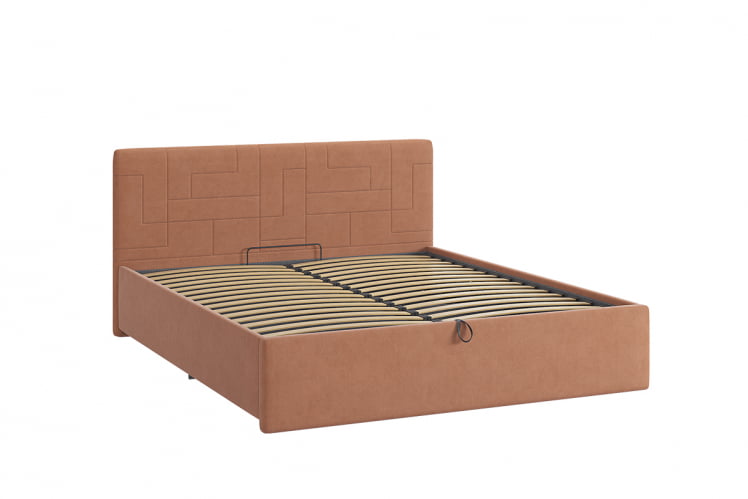 Кровать 1.6 Лора 2 с подъем. механизмом ZP.KM1.6-09.2 персик (велюр)_1