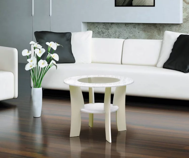 Стол журнальный №3 Белый/Cмола белая (матовый)_0