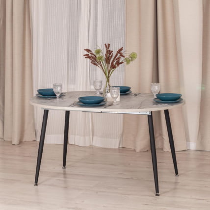 Стол VELETA ЛДСП/HPL/металл, 100 x 100+40 x 75 см, Агат серый/черный_10